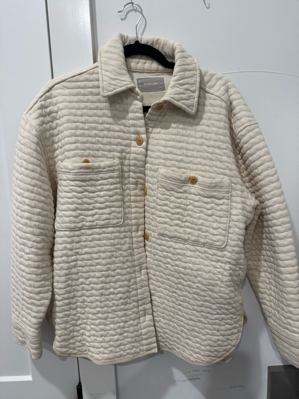 Everlane Cream Quilted Button-Up Jacket